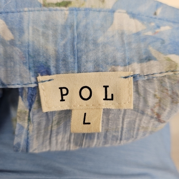 POL Button Down Long Balloon Sleeve Floral Print Top - Picture 8 of 9